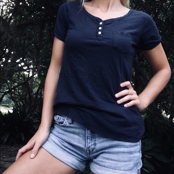 Hollister Tops - “Hollister” Navy Button Short Sleeve Tee Hollister Tops - “Hollister” Navy Button Short Sleeve Tee